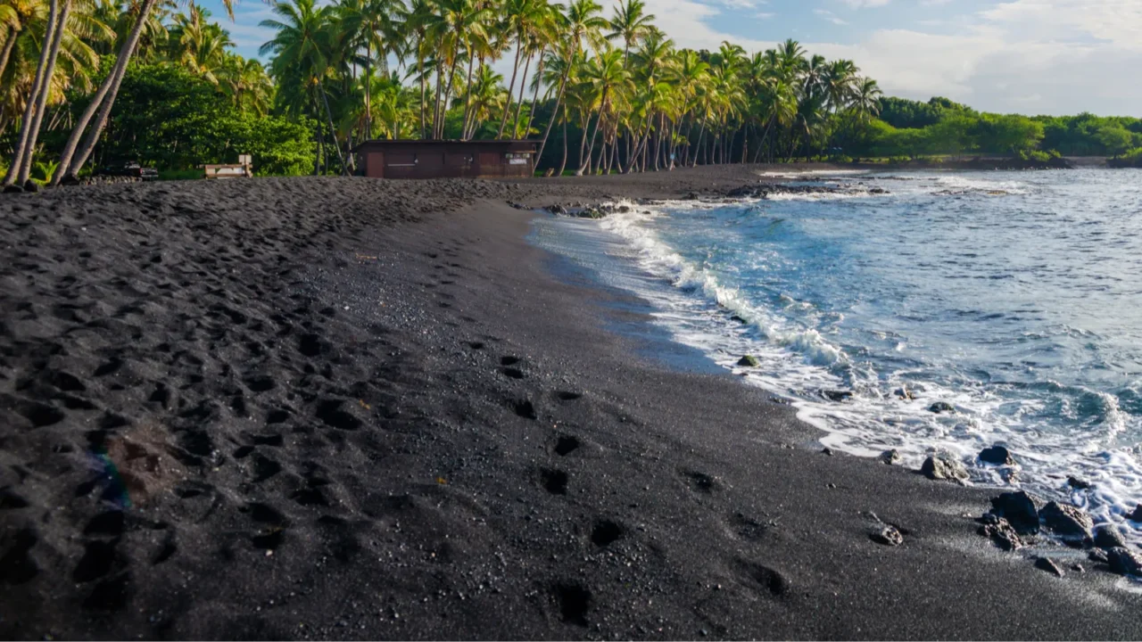 punaluu black sand beach big island hawaii