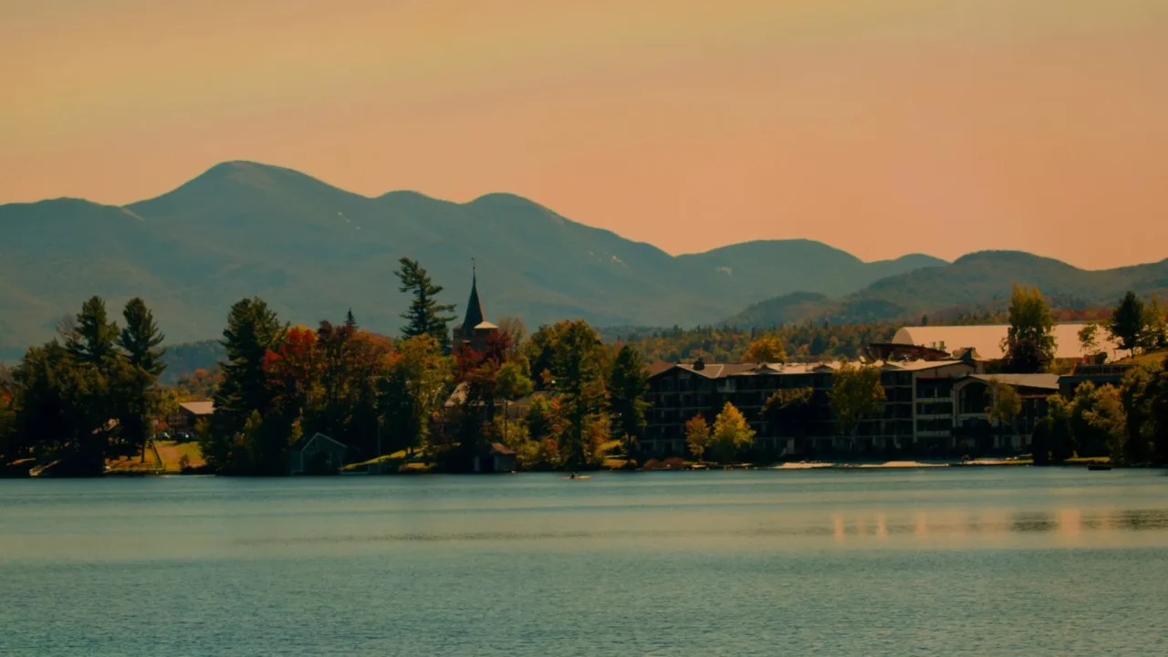 rainbow over lake placid