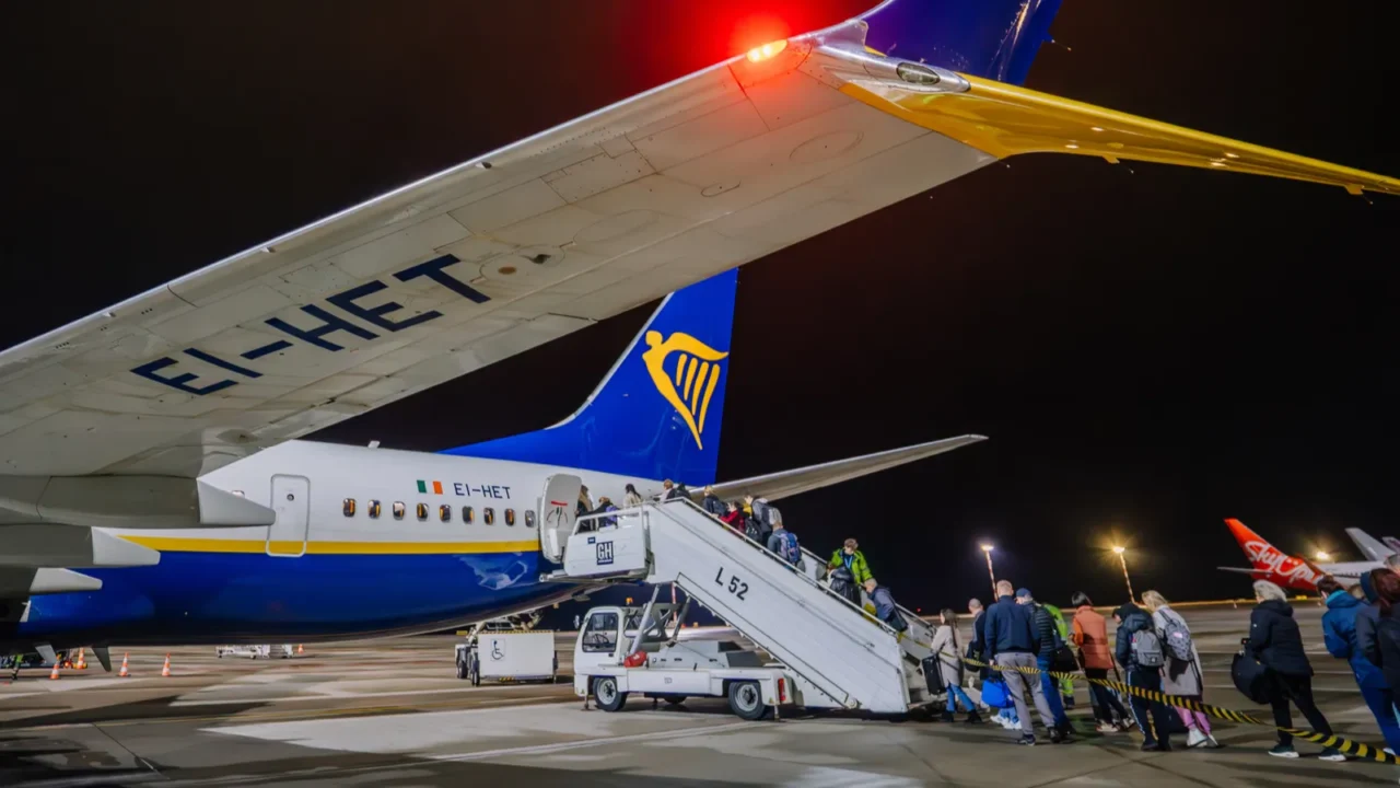 riga latvia  november 11 2022  passengers board a