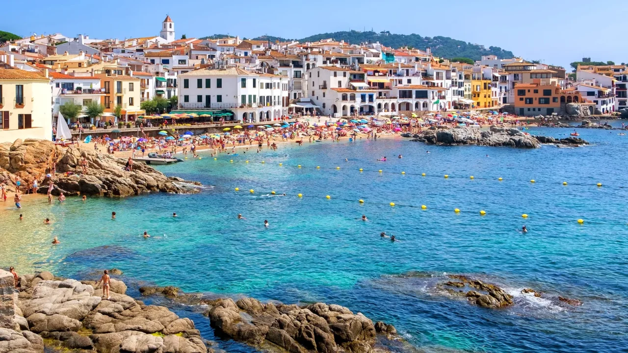 rocky beach in calella de palafrugell a popular resort town