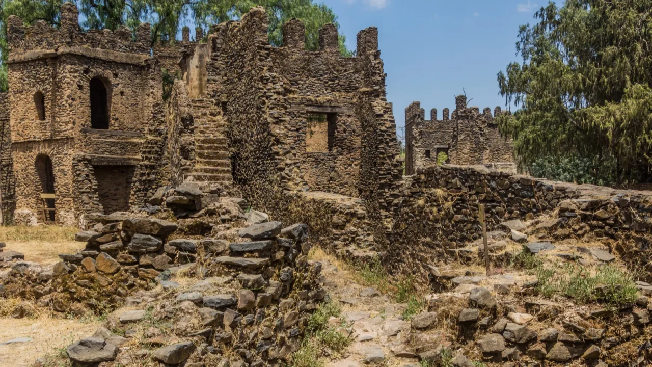 ruins of the royal enclosure in gondar ethiopia