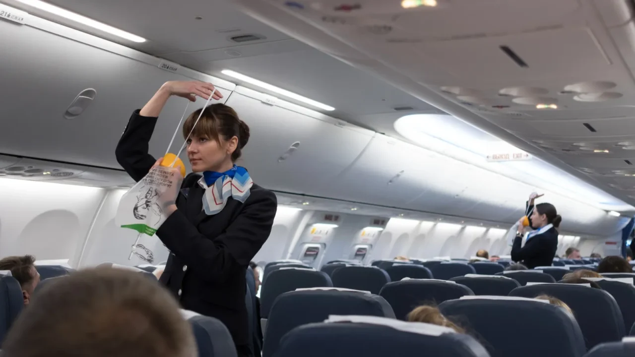 safety briefing on board an aircraft