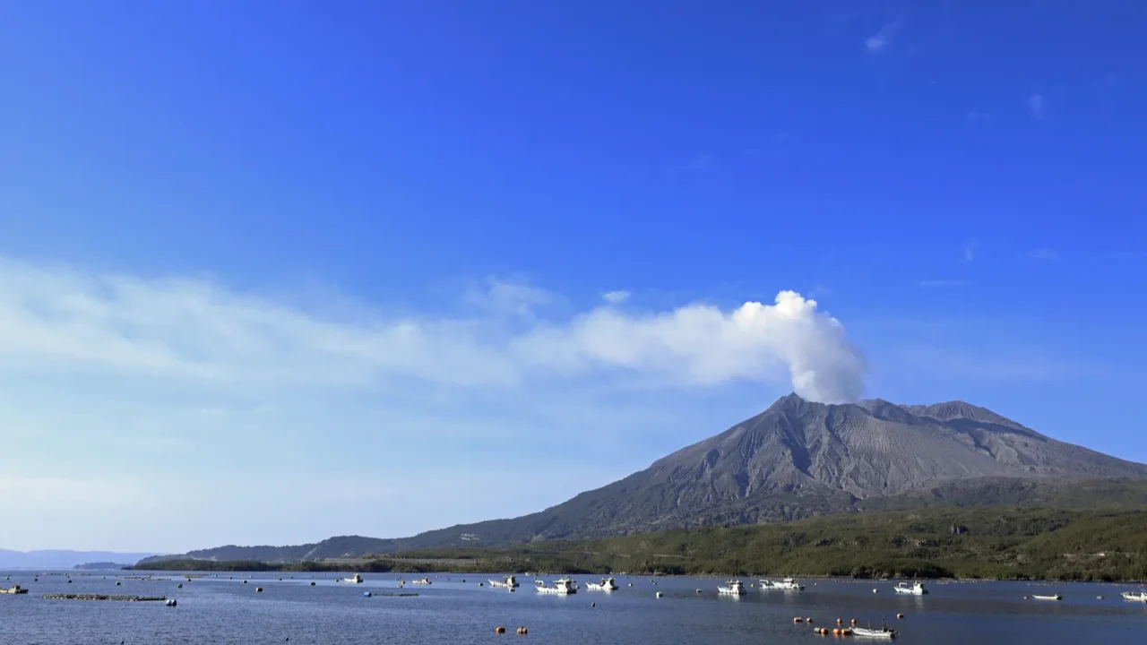 sakurajima in kagoshima japan view from osumi peninsula