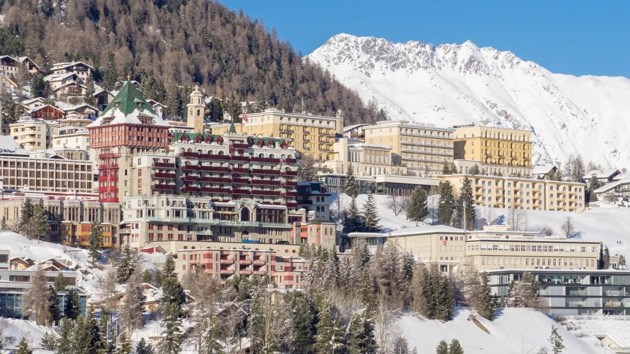 sankt moritz panorama during winter