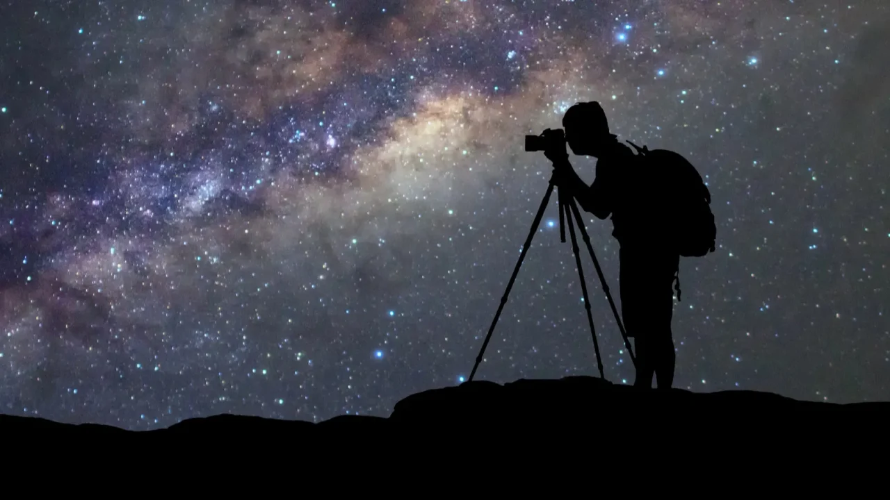 silhouette of man photography take a photo of milky way