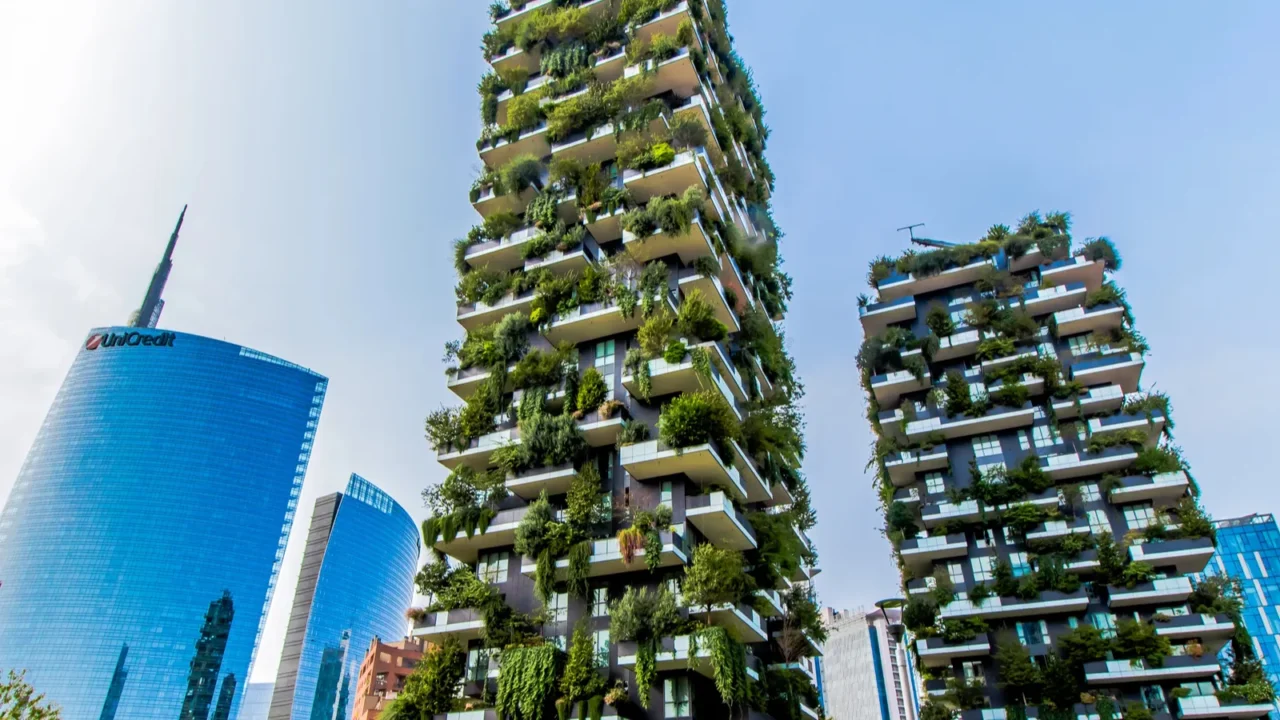 skyscrapers in the business district of milan italy