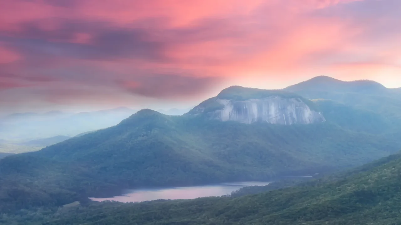 soft dreamy sunset view from a caesars head overlook in