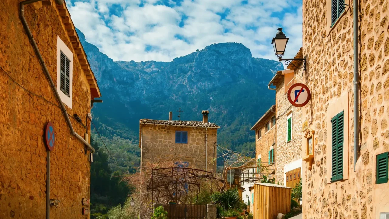 stone street in the small village deia