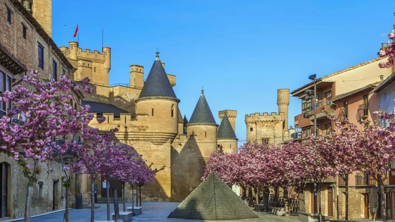 street in olite historical center navarre spain