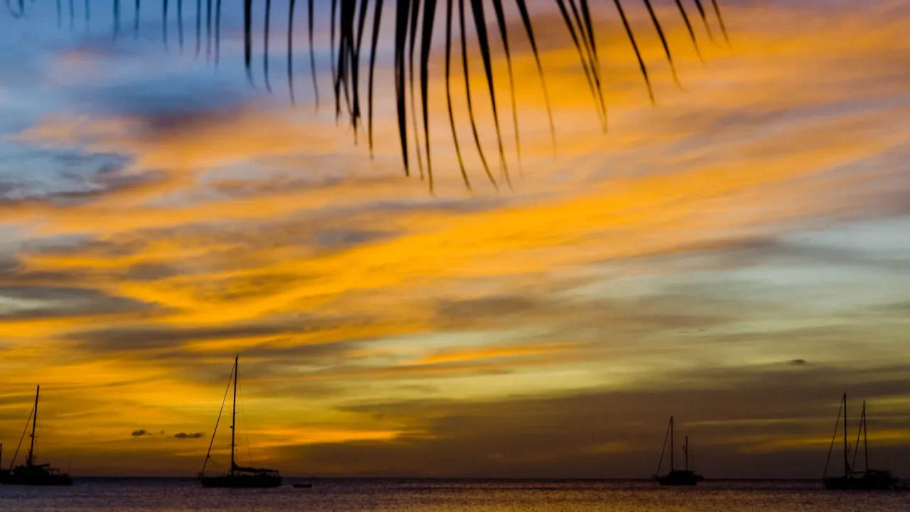 sunset over the caribbean sea