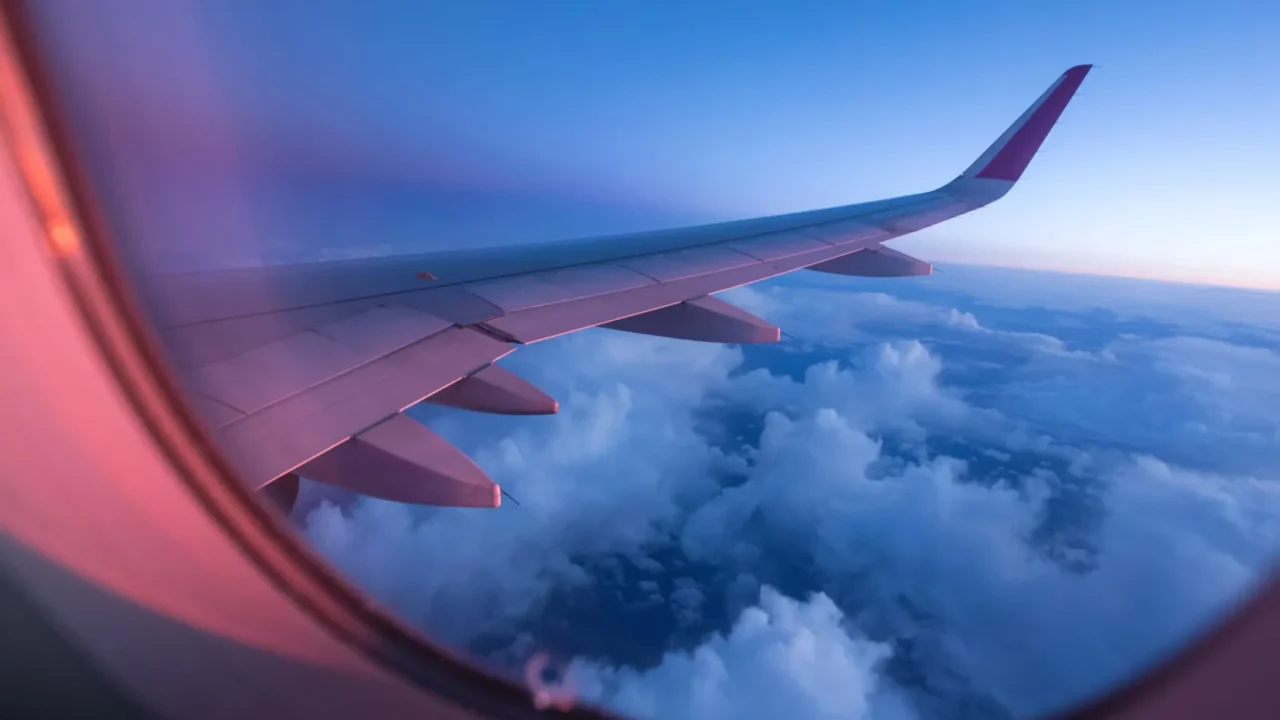 sunset sky from the airplane window