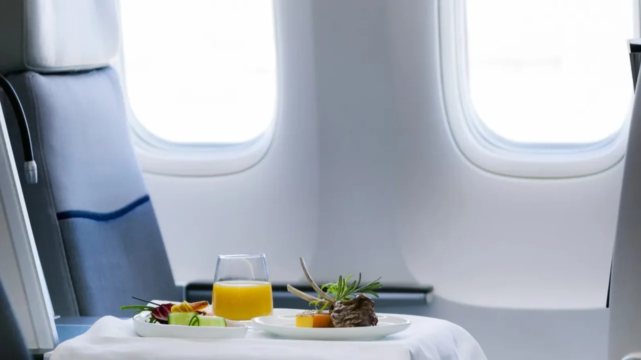tasty meal served on board of airpl