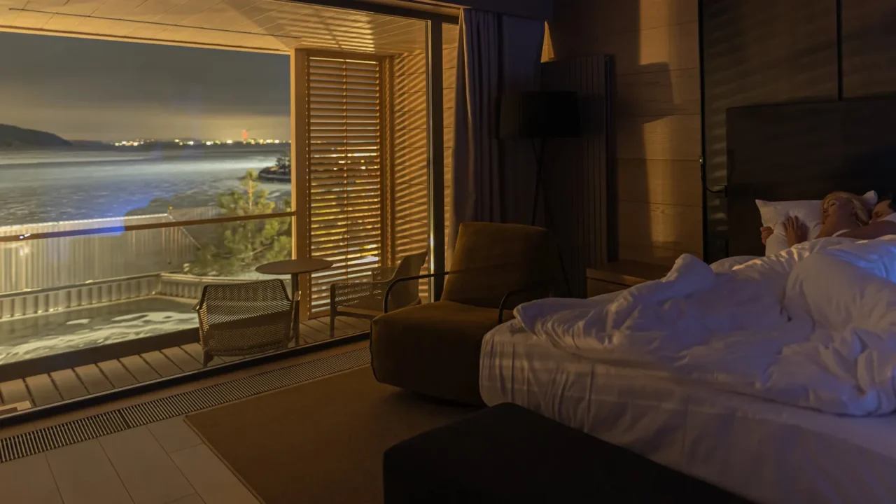 the man and woman have rest in the bedroom with