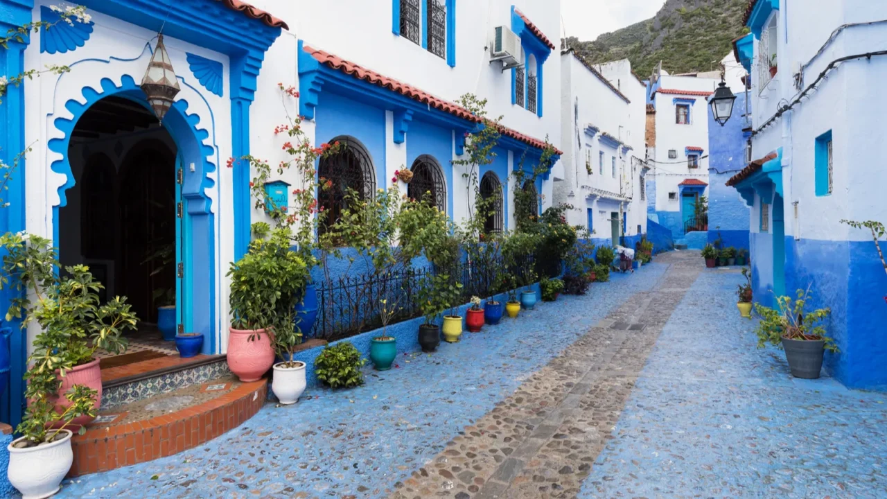 traditional and typical moroccan architectural details in chefchaouen morocco africa
