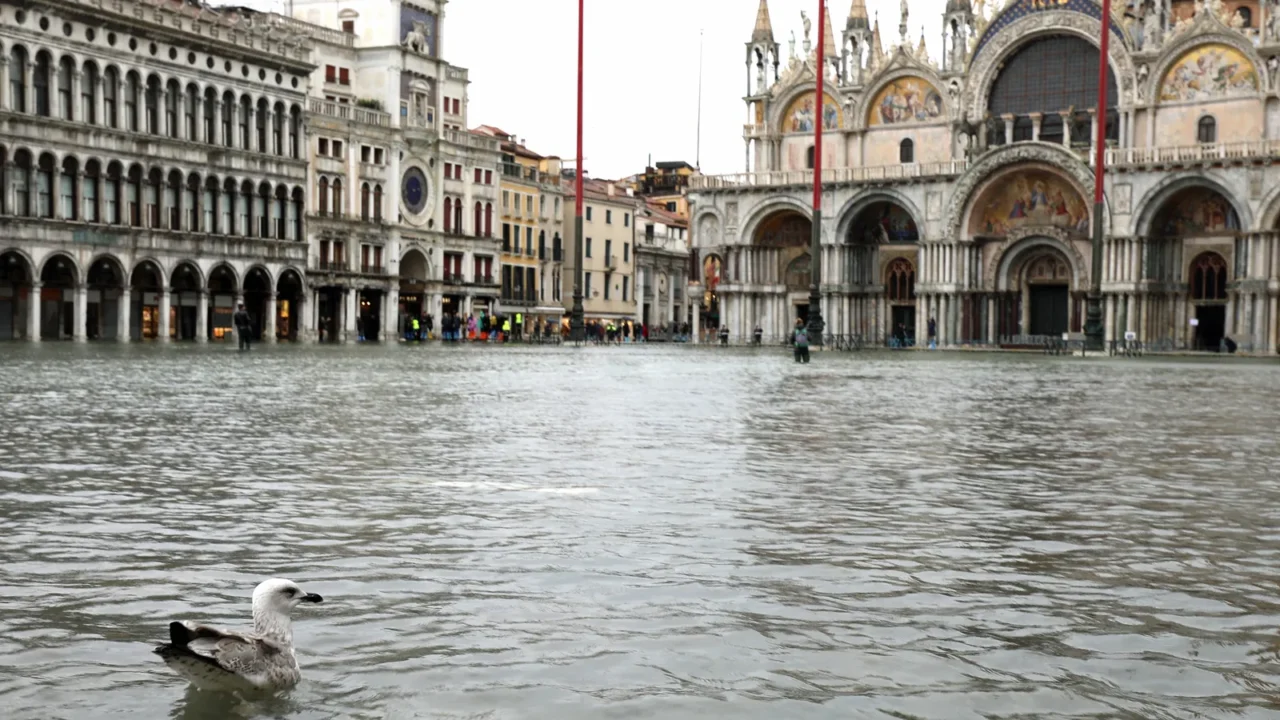 water of adriatic sea in saint mark square in venice
