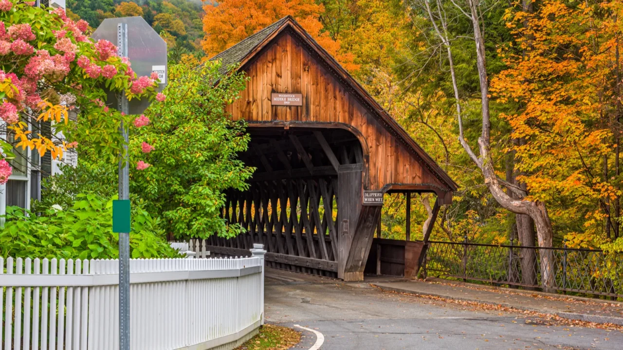 woodstock vermont usa at the middle covered bridge