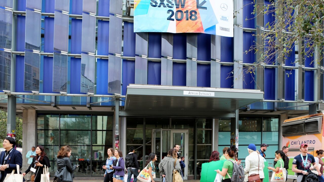 AUSTIN, TEXAS - MAR 11, 2018: SXSW South by Southwest Annual music, film, and interactive conference and festival. SXSW sign at Austin Convention Center