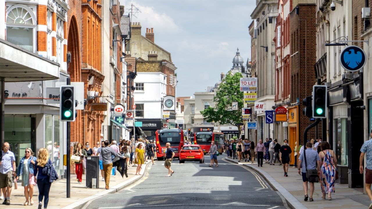 London, UK - 26 June 2021: Richmond upon Thames High Street, West London