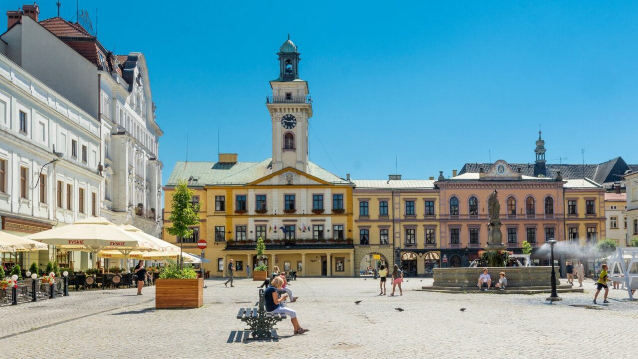 Cieszyn, Śląskie Voivodeship Poland-June 30, 2021: a city in southern Poland on the border with the Czech Republic, in the slaskie Voivodeship, the seat of the authorities of the Cieszyn poviat.