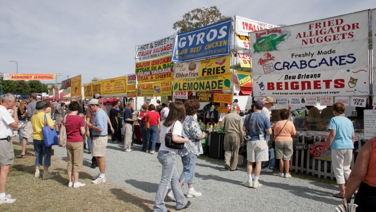 Richmond, Virginia/USA - Nov 19,2008: Vendors selling traditional foods at the Richmond Folk Festival.