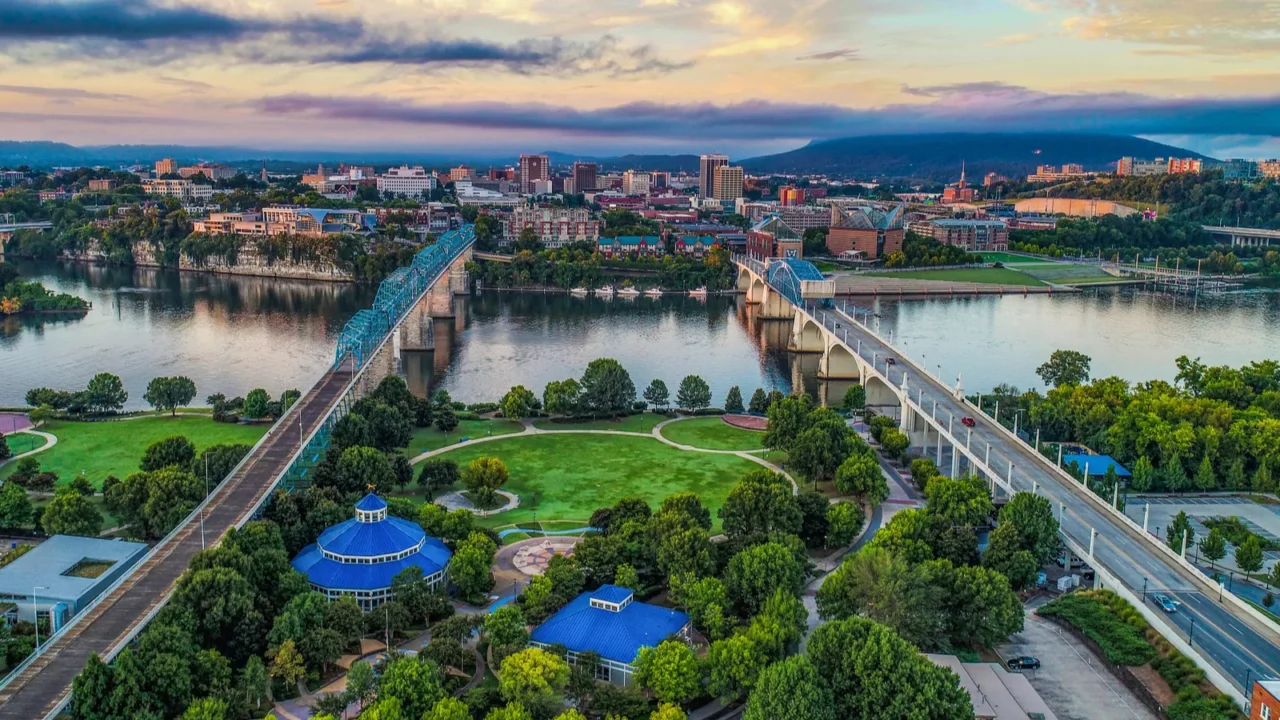 aerial view of chattanooga tennessee tn skyline