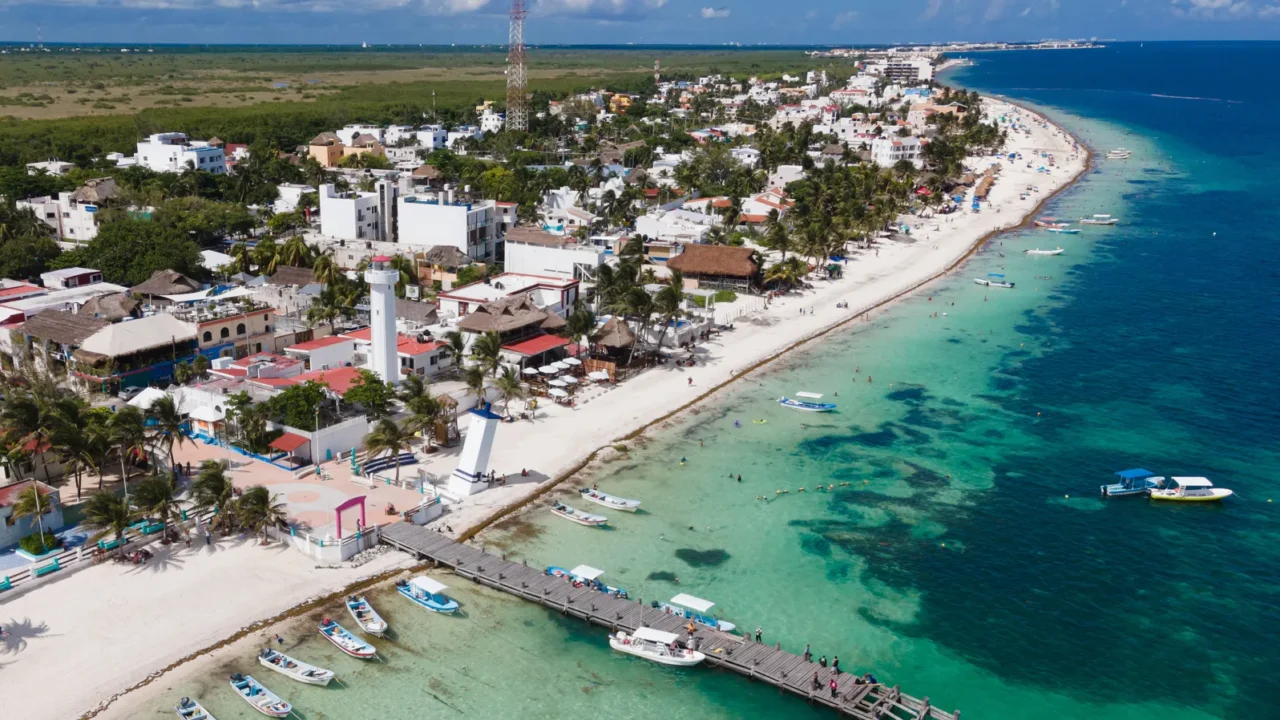 aerial view of puerto morelos quintana roo mexico