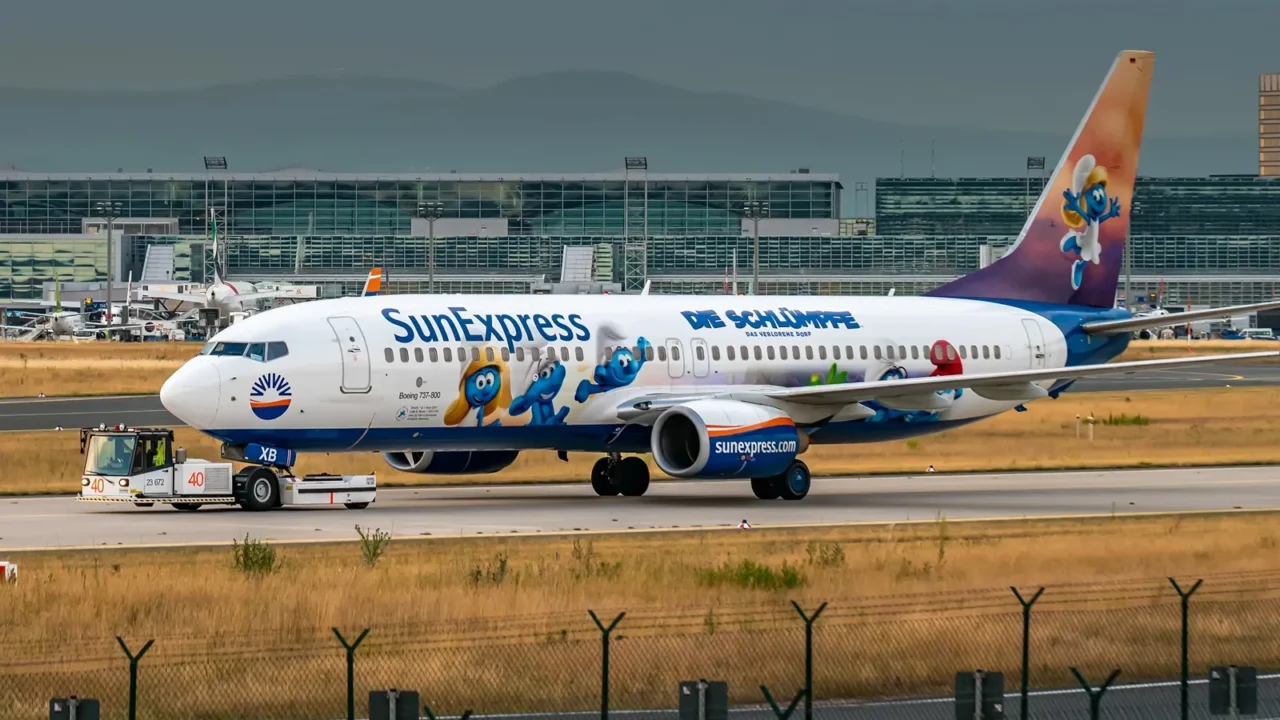 airport frankfurtgermany june 23 2017 boeing 737800 sunexpr