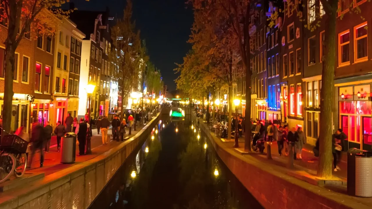 amsterdammay 1 red light district wallen at night on may