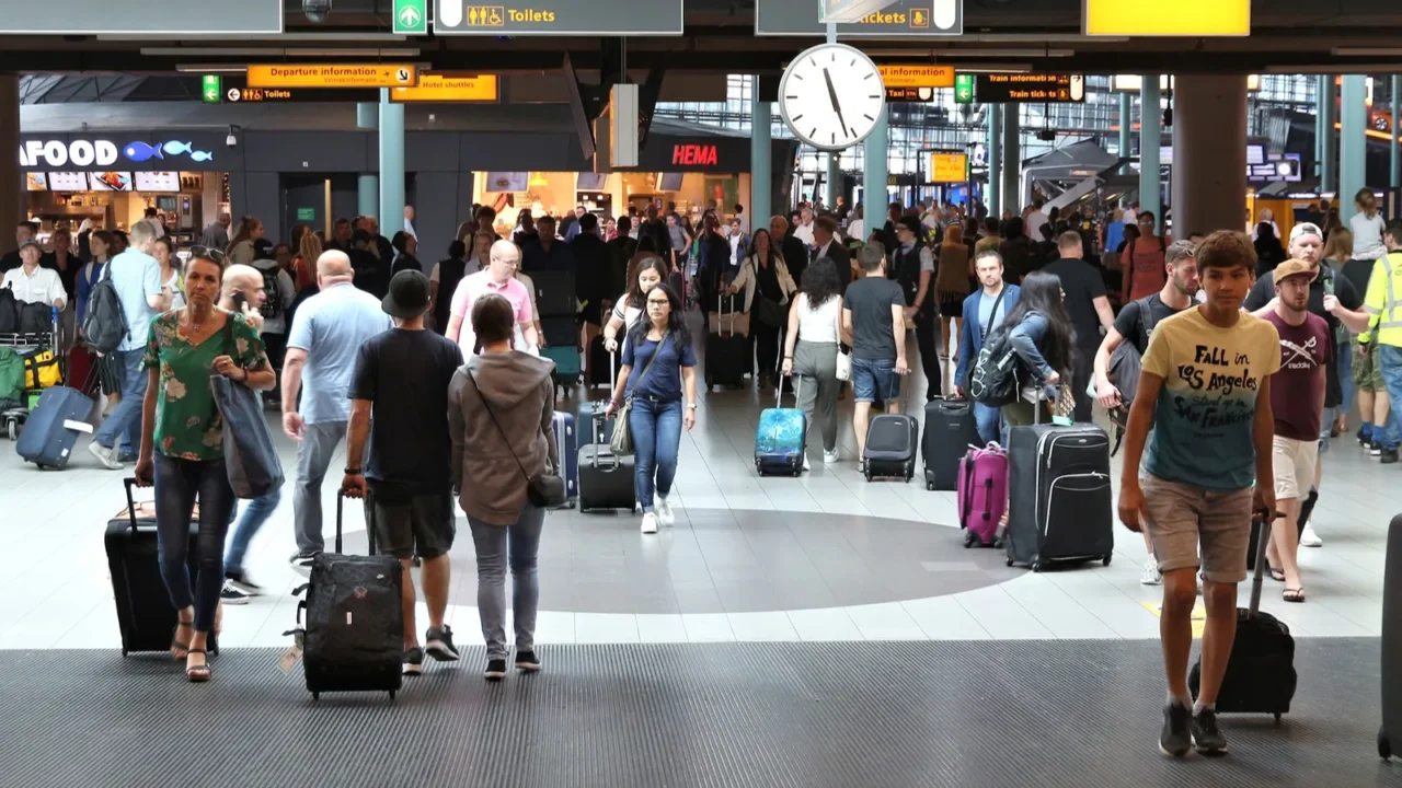 amsterdam netherlands  july 7 2017 travelers visit schiphol airport