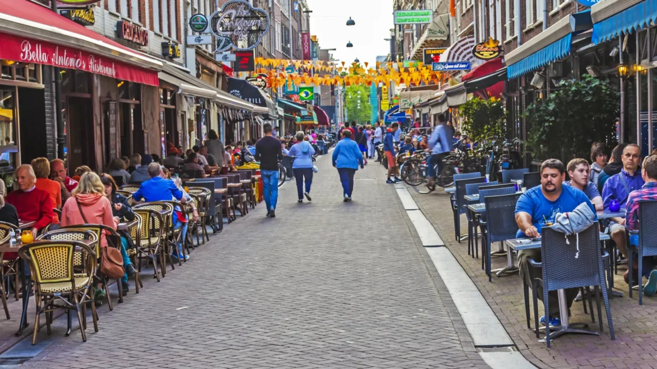 amsterdam netherlands on july 7 2014 tourists and citizens sit
