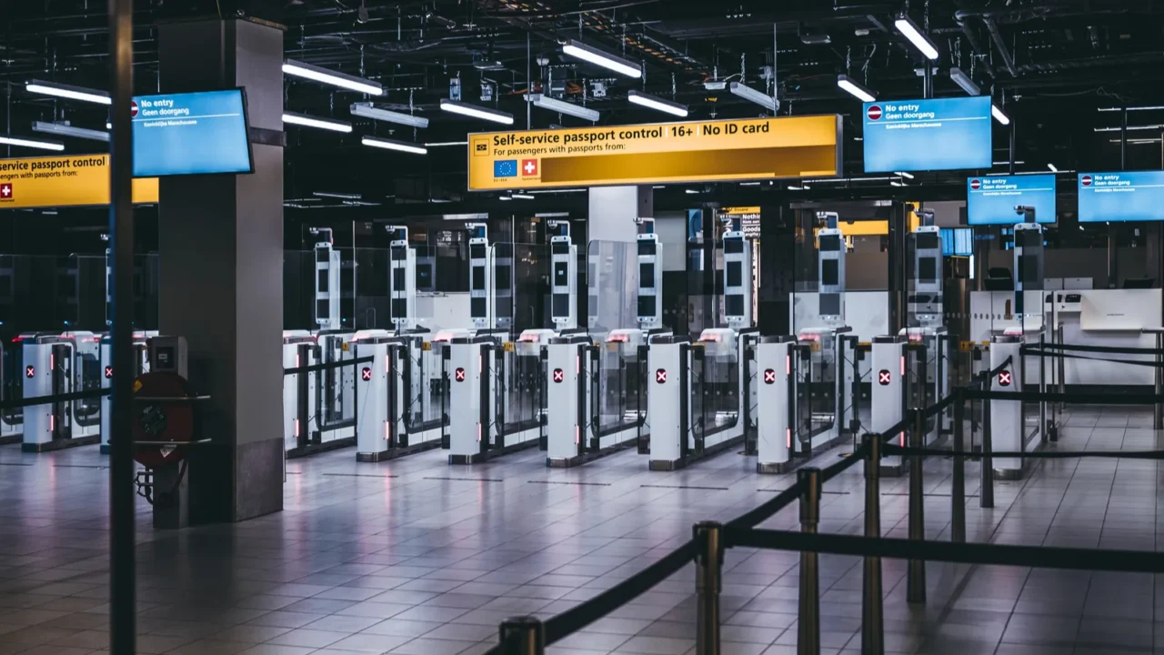 arrival immigration passport control point at amsterdam schiphol