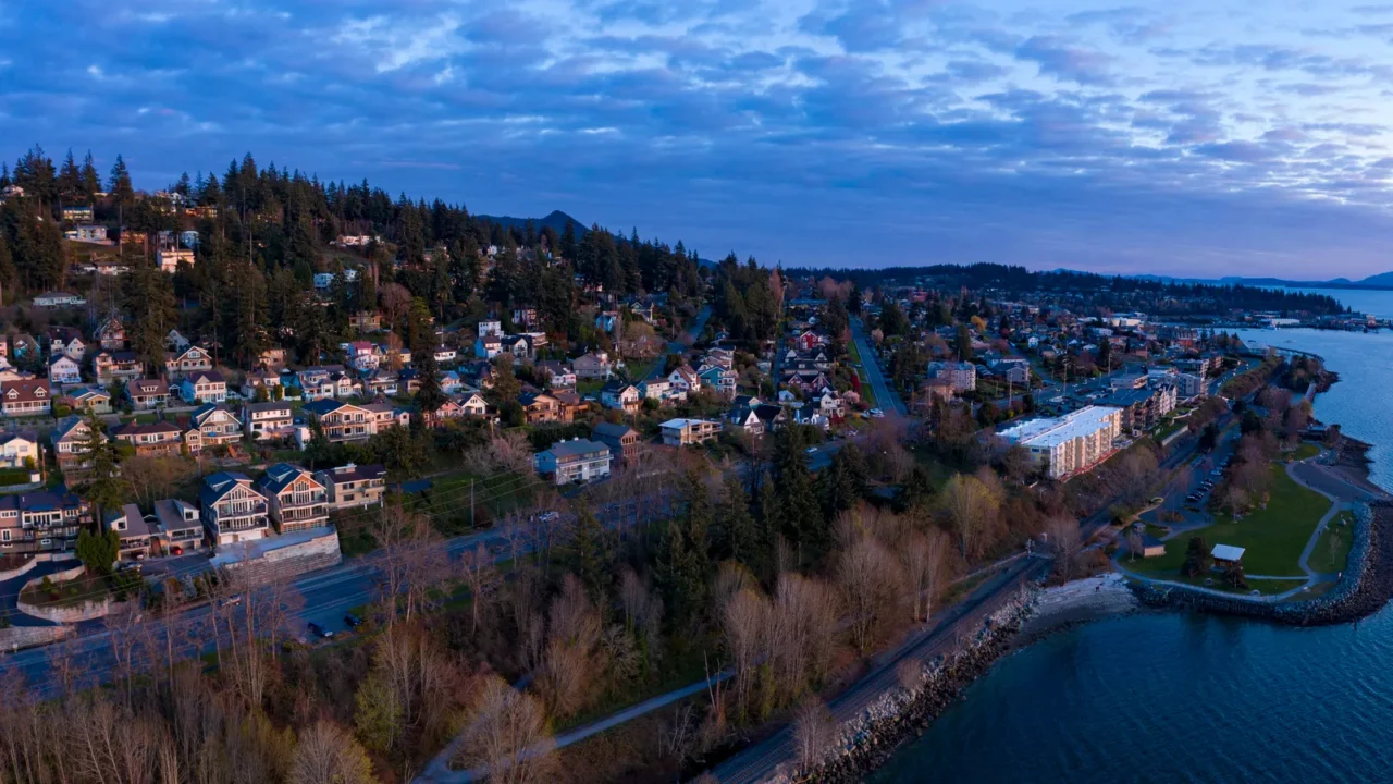 bellingham washington above south hil boulevard park fairhaven aerial birds