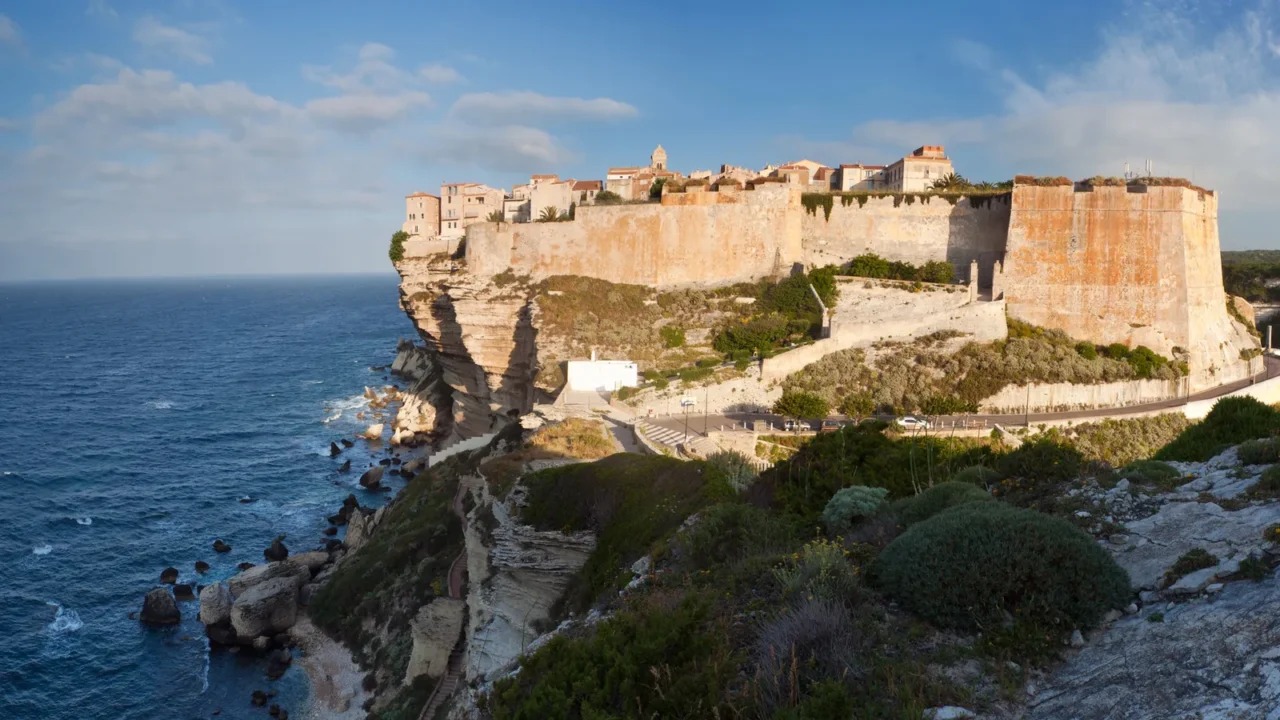 bonifacio in morning sun corsica france