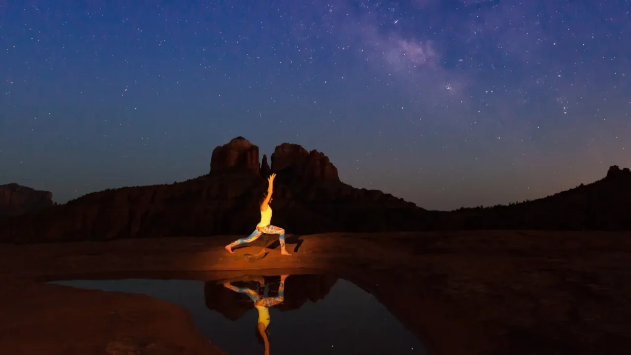 cathedral rock yoga under the milky way