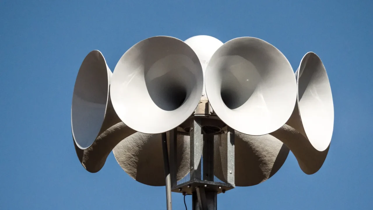 close up photograph of several multi directional round amplified emergency