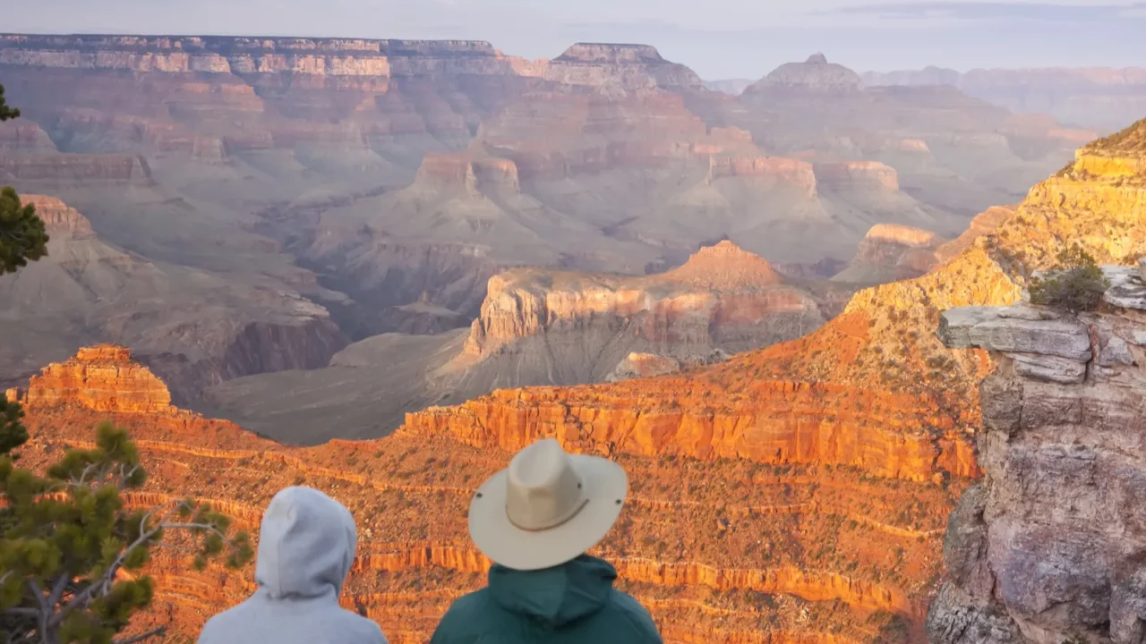 couple enjoying beautiful grand canyon landscape