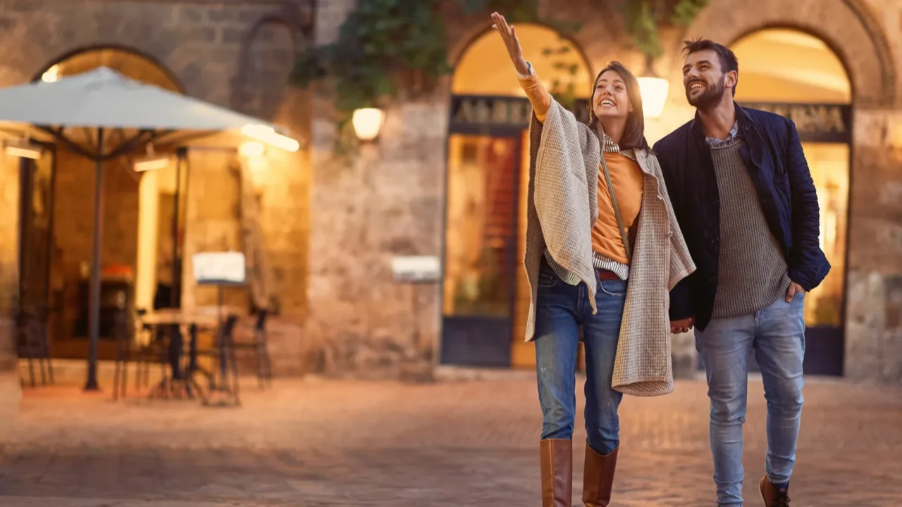 couple in love enjoying in beautiful on italy together