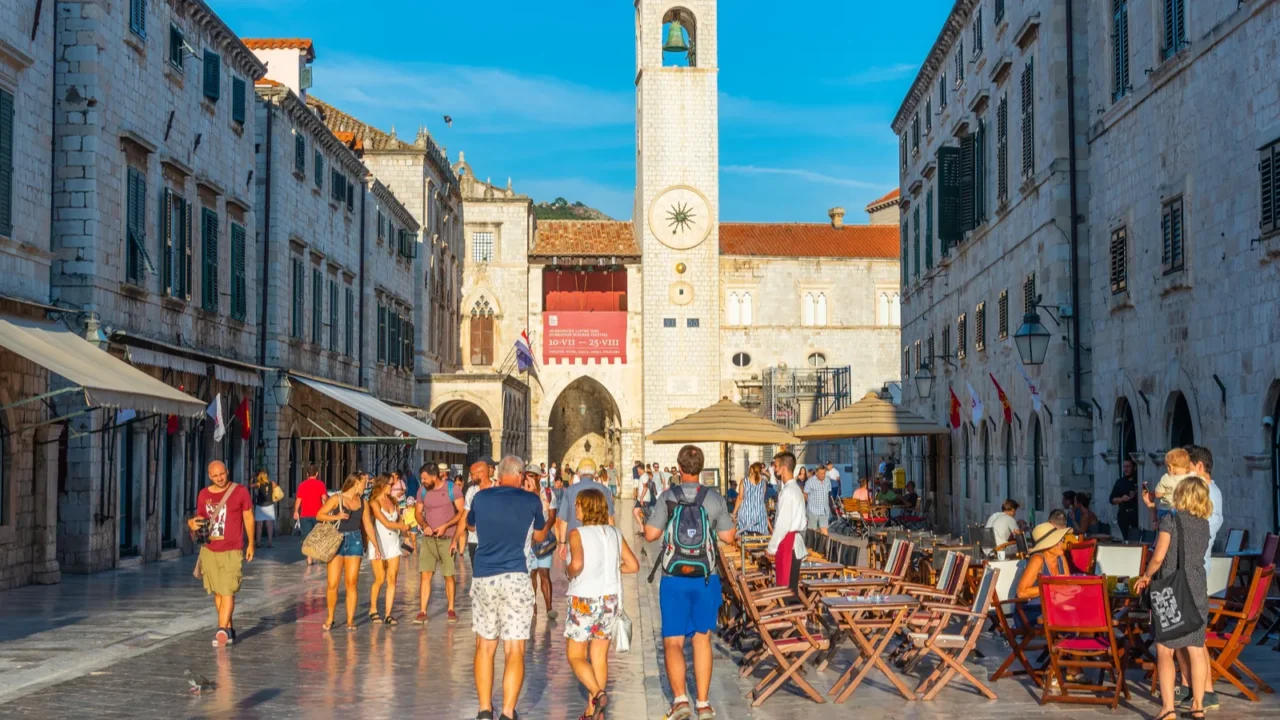 dubrovnik croatia july 26 2020 people are strolling through stradun