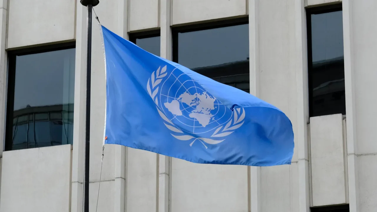 flags of un waves in brussels belgium on october 23