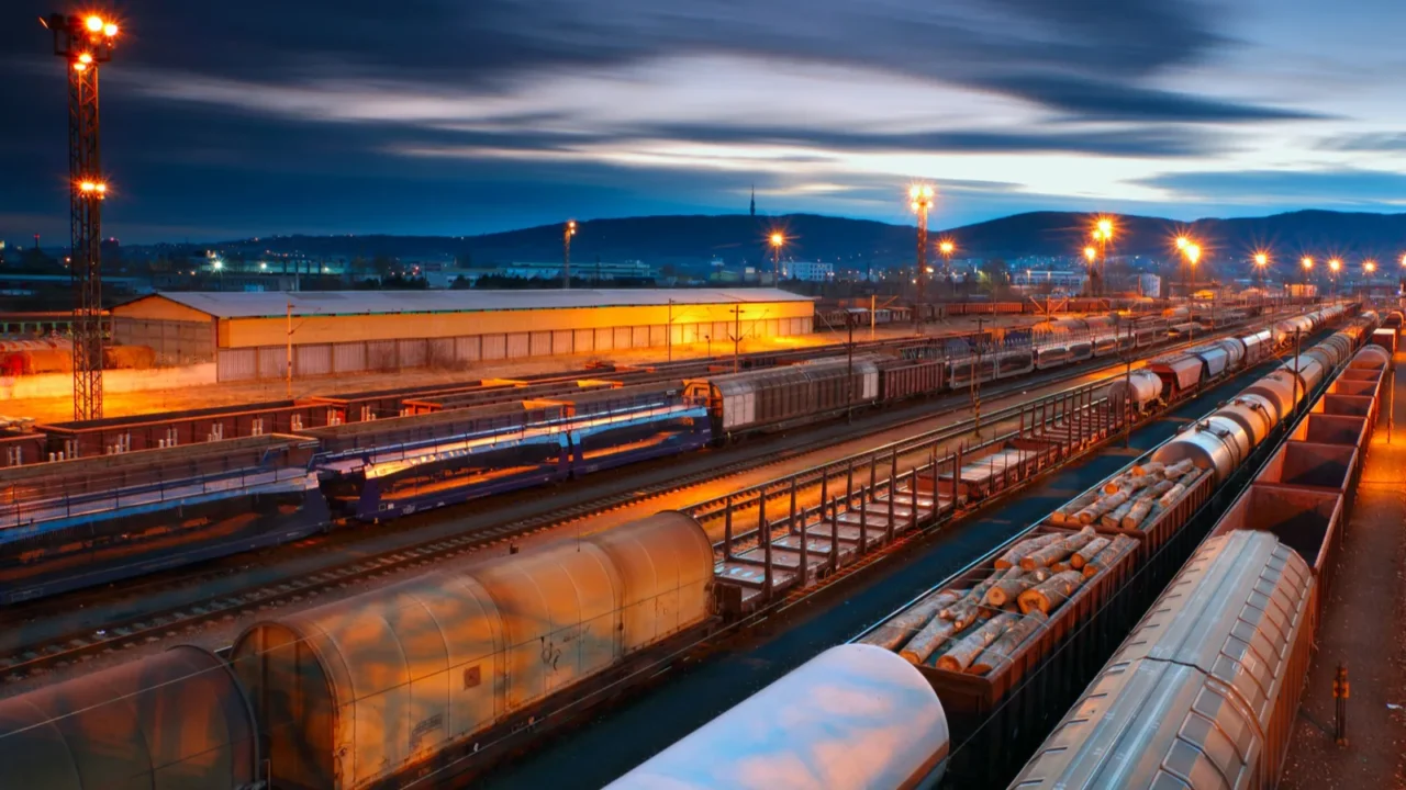 freight station with trains