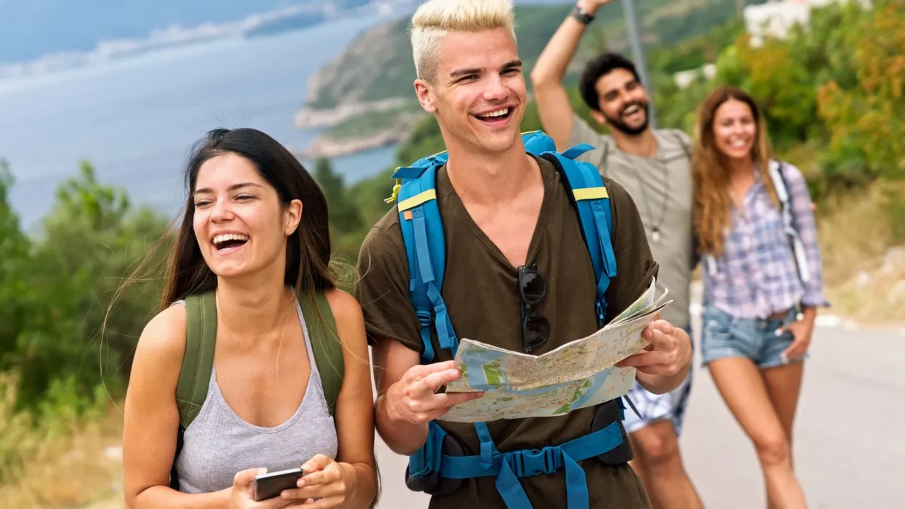 friendship travel vacation happiness summer and people concept group of