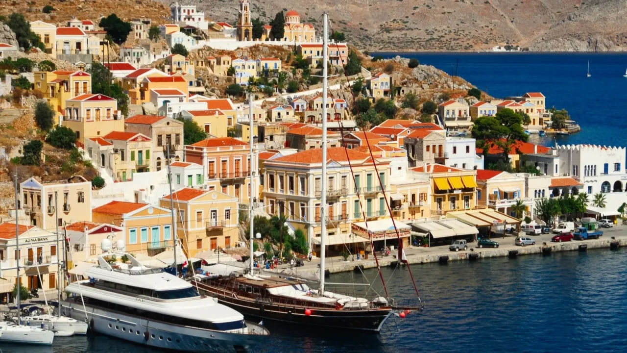 greece symi island view of the town of symi