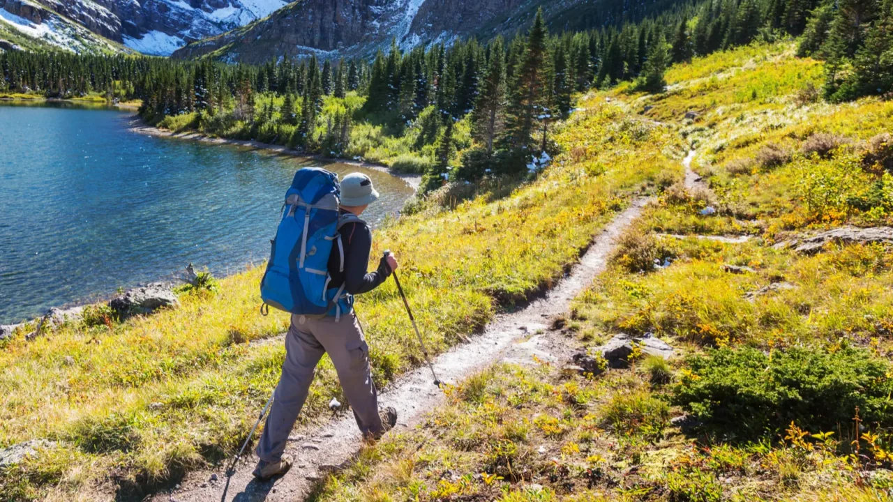 hiker in glacier national park