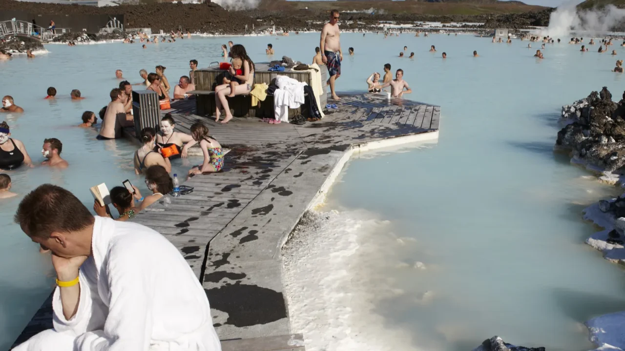 iceland reykjanes peninsula blue lagoon geothermal spa with s