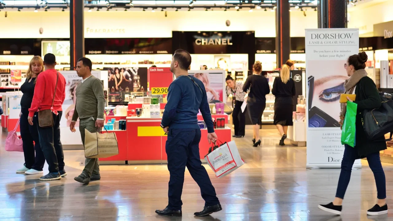 istanbul turkey  april 2017 duty free shop in istanbul