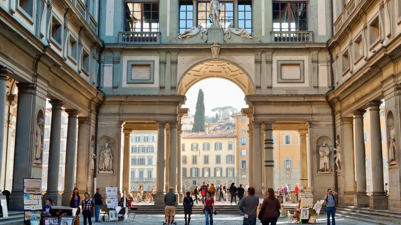 italy florence vasari corridor of galleria degli uffizi