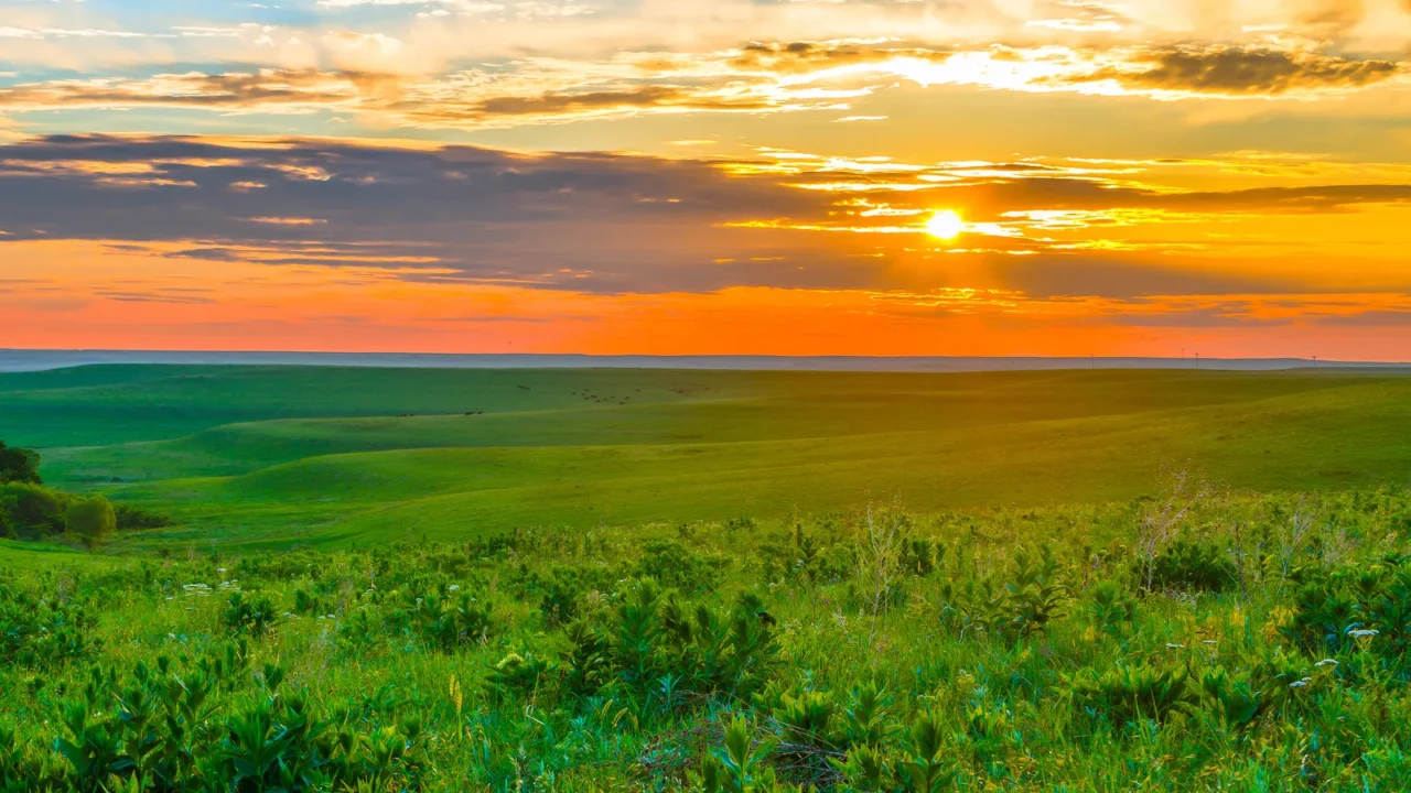 kansas sunset in the flint hills
