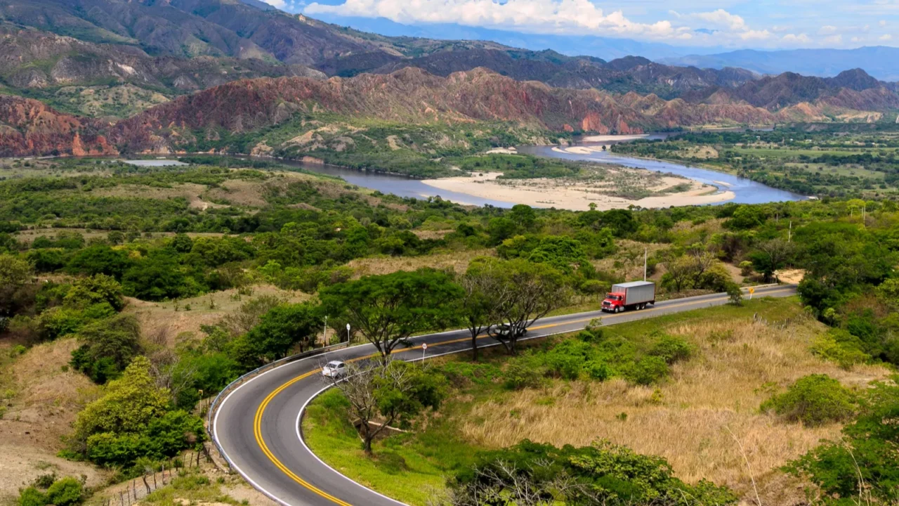 landscape with road and green mountains colombia latin america