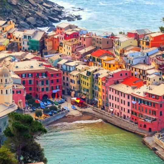 Towns where houses are painted in different colors