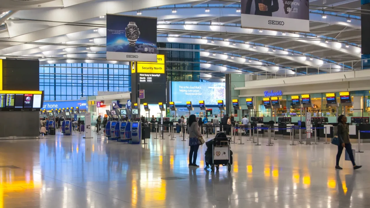 london uk  march 28 2015 international departure hall interior